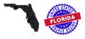 Florida Map Polygonal Mesh and Distress Bicolor Seal