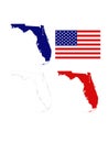 Florida maps with USA flag - southernmost contiguous state in the United States