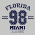 Florida, Miami design for t-shirt. College tee shirt print Royalty Free Stock Photo