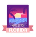 Florida Miami summertime - vector illustration concept in retro vintage graphic style for t-shirt, print, poster Royalty Free Stock Photo