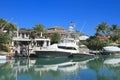 Florida, Miami: Waterfront Homes/Boats in Key Biscayne Royalty Free Stock Photo