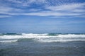 Florida ocean shore with advancing waves at sunrise