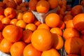 Florida oranges at a fruit and vegetable stand on a Saturday morning farmers market Royalty Free Stock Photo