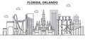 Florida Orlando architecture line skyline illustration. Linear vector cityscape with famous landmarks, city sights Royalty Free Stock Photo