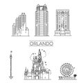 Florida, Orlando, architecture line skyline illustration Royalty Free Stock Photo