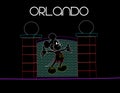 Florida, Orlando; August 9, 2018 Mickey Mouse on neon colorful background. Vacations Card