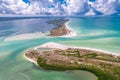 Florida. Panorama on Island. Honeymoon Island and Caladesi Island State park FL. Dunedin and Clearwater Beach Florida. Royalty Free Stock Photo