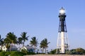 Florida Pompano Beach Lighthouse palm trees Royalty Free Stock Photo