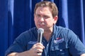 Florida Republican Governor Ron DeSantis Politicial Candidate Speaking at the Iowa State Fair in Des Moines, Iowa, United States