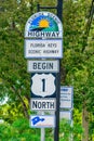 Florida scenic highway 1 road sign start