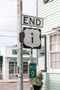 Florida Scenic Highway Sign in Key West, Florida, USA. Mile Zero Sign is the starting point of U.S. Route 1 in Key West