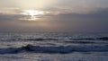 Florida Skyline, Ocean Waves, Cloudy Sunset