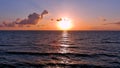 St Augustine FL Beach Sunrise Aerial Low fly From Sun2 & down