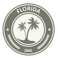 Florida Stamp - Label With Palm Trees