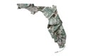 Florida State Map, Crumpled United States Dollars, Waste of Money Concept