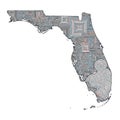 Florida State Map with Intricate Maze Pattern Royalty Free Stock Photo