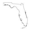 Florida, state of USA - solid black outline map of country area. Simple flat vector illustration