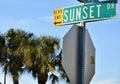 Florida street sign pointing to sunset or retirement Royalty Free Stock Photo