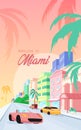 Florida streets poster flat vector template