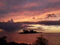 Florida sunset gulf beach fishing pier pastel sunset Royalty Free Stock Photo