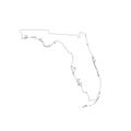 Florida US Blank Map Vector Black Solid Outline Editable White Background Royalty Free Stock Photo