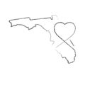 Florida US state hand drawn pencil sketch outline map with the handwritten heart shape. Vector illustration Royalty Free Stock Photo