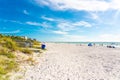 Florida, USA - September 17, 2019: Indian rocks beach with green grass in Florida, USA