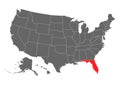 Florida vector map silhouette. High detailed illustration. United state of America country