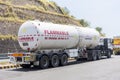 Floridablanca, Pampanga, Philippines - A tanker or fuel truck is parked by a rest stop at a highway Royalty Free Stock Photo