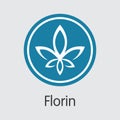 Florin Cryptocurrency - Vector Sign Icon.