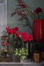 Florist corner with flowers in red