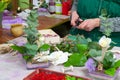 Florist making flowers decoration