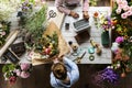 Florist Making Fresh Flowers Bouquet Arrangement