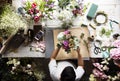 Florist Making Fresh Flowers Bouquet Arrangement