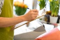 Florist man with clipboard at flower shop