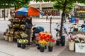 Florist selling flowers in Vancouver downtown Royalty Free Stock Photo