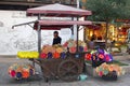 Florist sells colorful dried flowers, Hangzhou, China Royalty Free Stock Photo