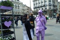 Ultra violet florist at Place de la Bourse in Brussels