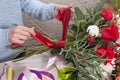 Florist at work with flowers