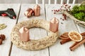 How to make advent table wreath, step by step