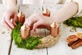 How to make advent table wreath, step by step