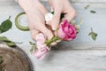 Florist at work: How to make a wrist corsage Royalty Free Stock Photo