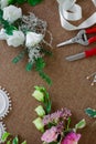 Florist workplace. Tools and accessories. Royalty Free Stock Photo