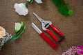 Florist workplace. Tools and accessories. Royalty Free Stock Photo