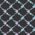 Floristic seamless pattern in form of decorative grille