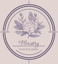 Illustrated floristry logo, rose logo Royalty Free Stock Photo