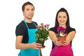 Florists with flowers for sale Royalty Free Stock Photo