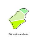 Florsheim Am Main City of German map vector illustration, vector template with outline graphic sketch style isolated on white