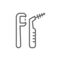Flosser, dental floss line icon. Isolated on white background