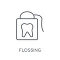 flossing linear icon. Modern outline flossing logo concept on wh